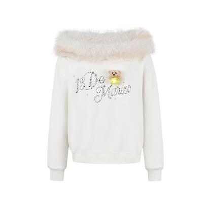 13DE MARZO Shimmer Logo Sweatshirt Beige