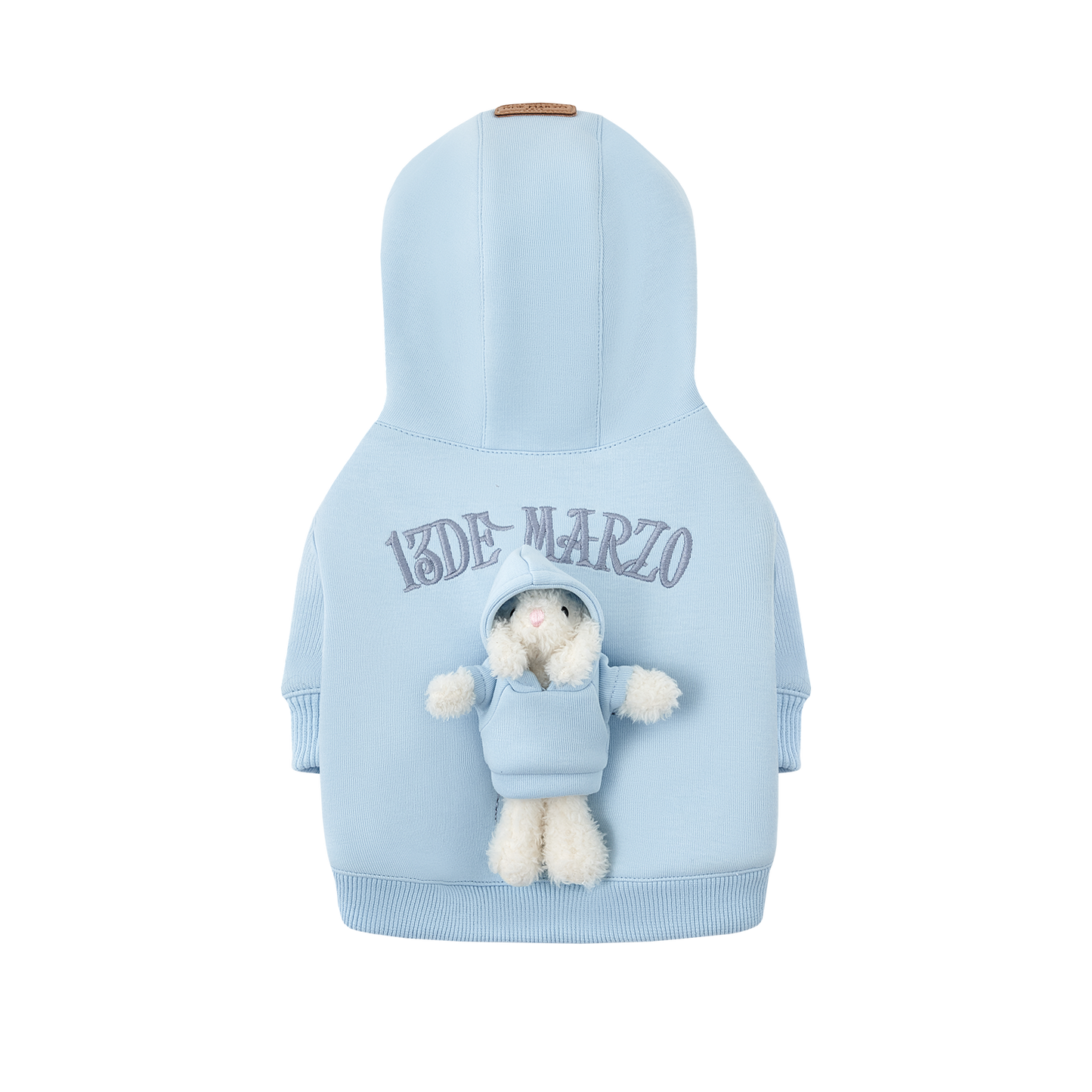 13DE MARZO Pet Plush Hoodie Blue
