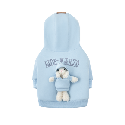 13DE MARZO Pet Plush Hoodie Blue