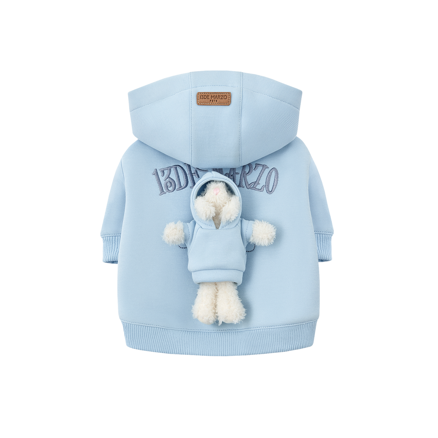 13DE MARZO Pet Plush Hoodie Blue