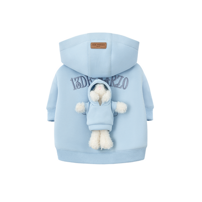 13DE MARZO Pet Plush Hoodie Blue