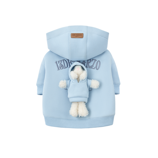 13DE MARZO Pet Plush Hoodie Blue