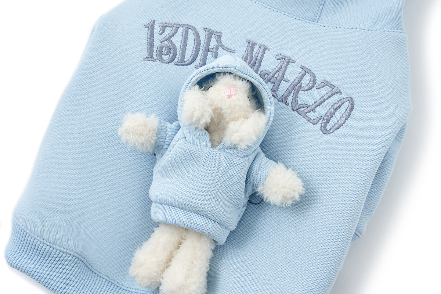 13DE MARZO Pet Plush Hoodie Blue