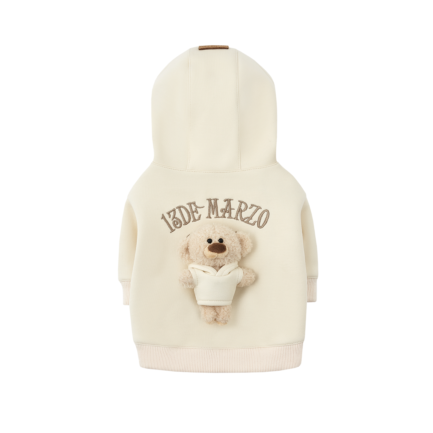 13DE MARZO Pet Plush Hoodie Almond