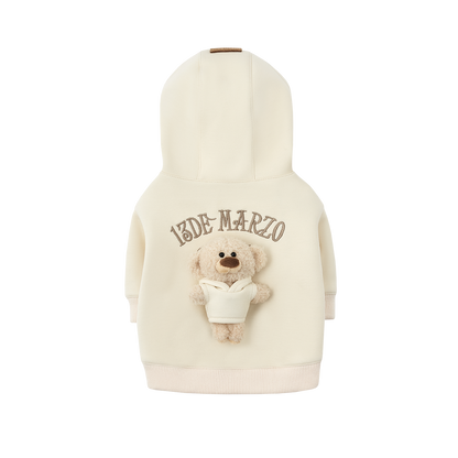 13DE MARZO Pet Plush Hoodie Almond