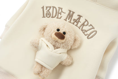 13DE MARZO Pet Plush Hoodie Almond