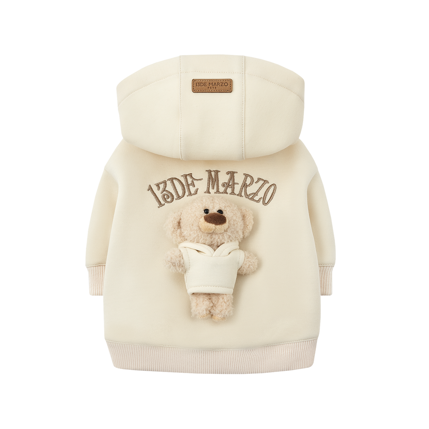 13DE MARZO Pet Plush Hoodie Almond