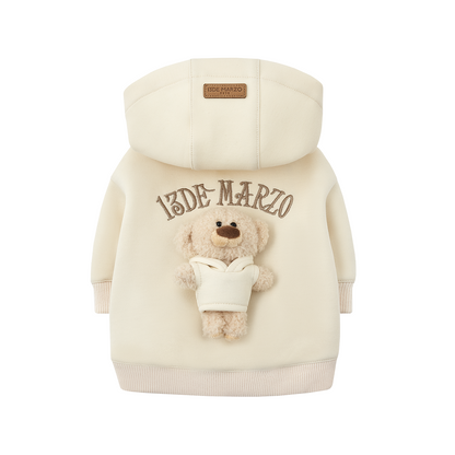 13DE MARZO Pet Plush Hoodie Almond