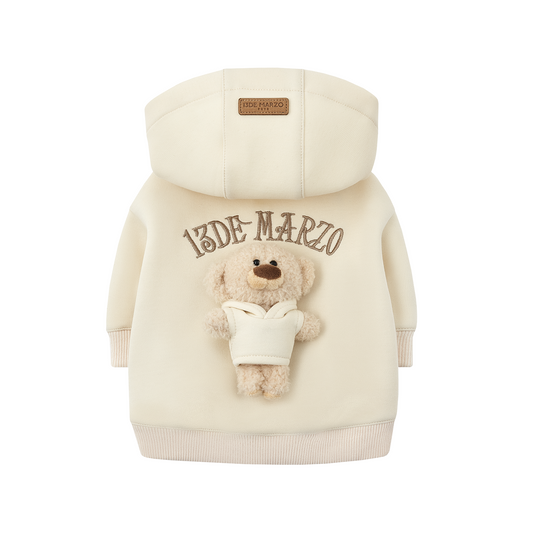 13DE MARZO Pet Plush Hoodie Almond