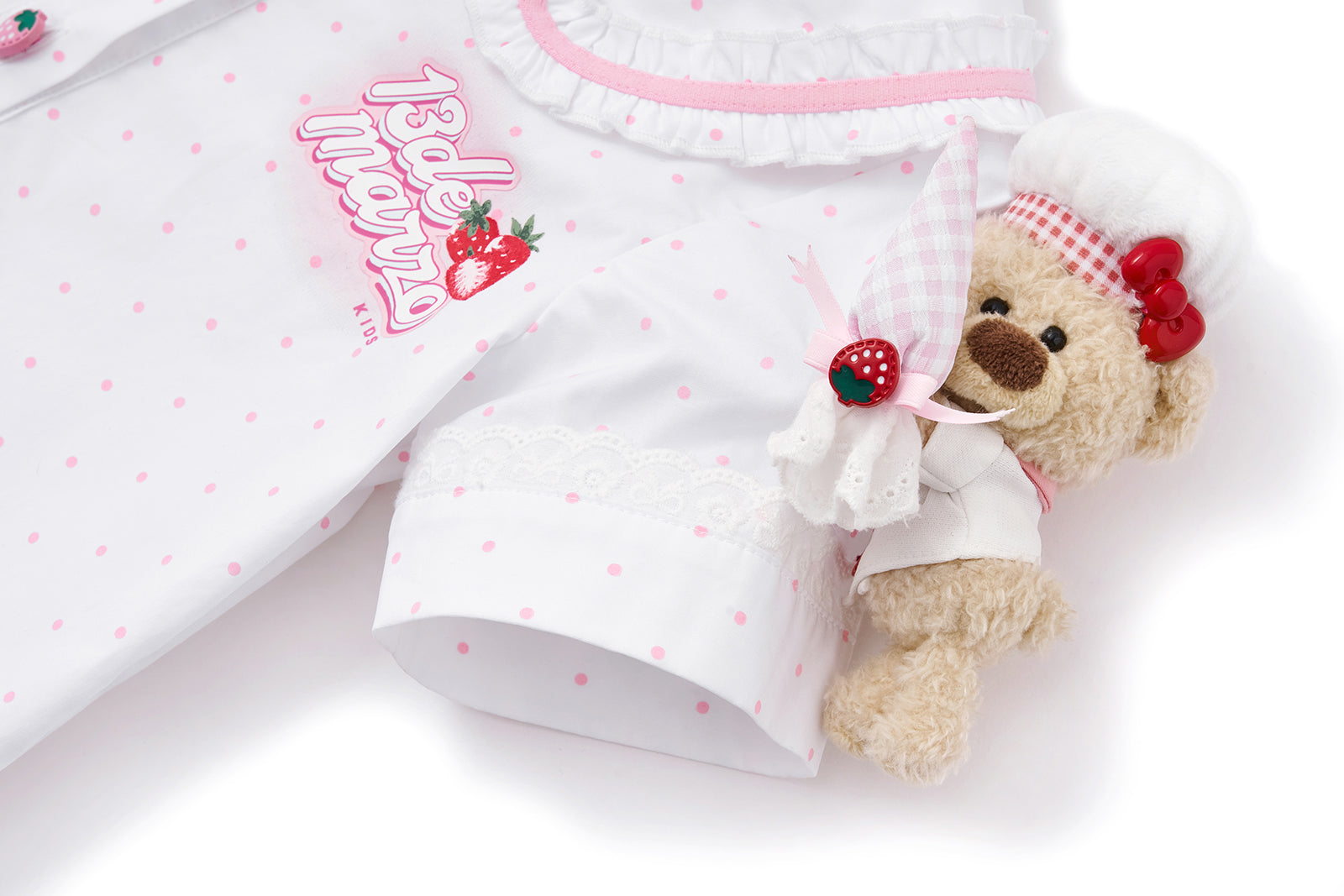 13DE MARZO BabyBear Strawberry Polka Shirt - 13DE MARZO