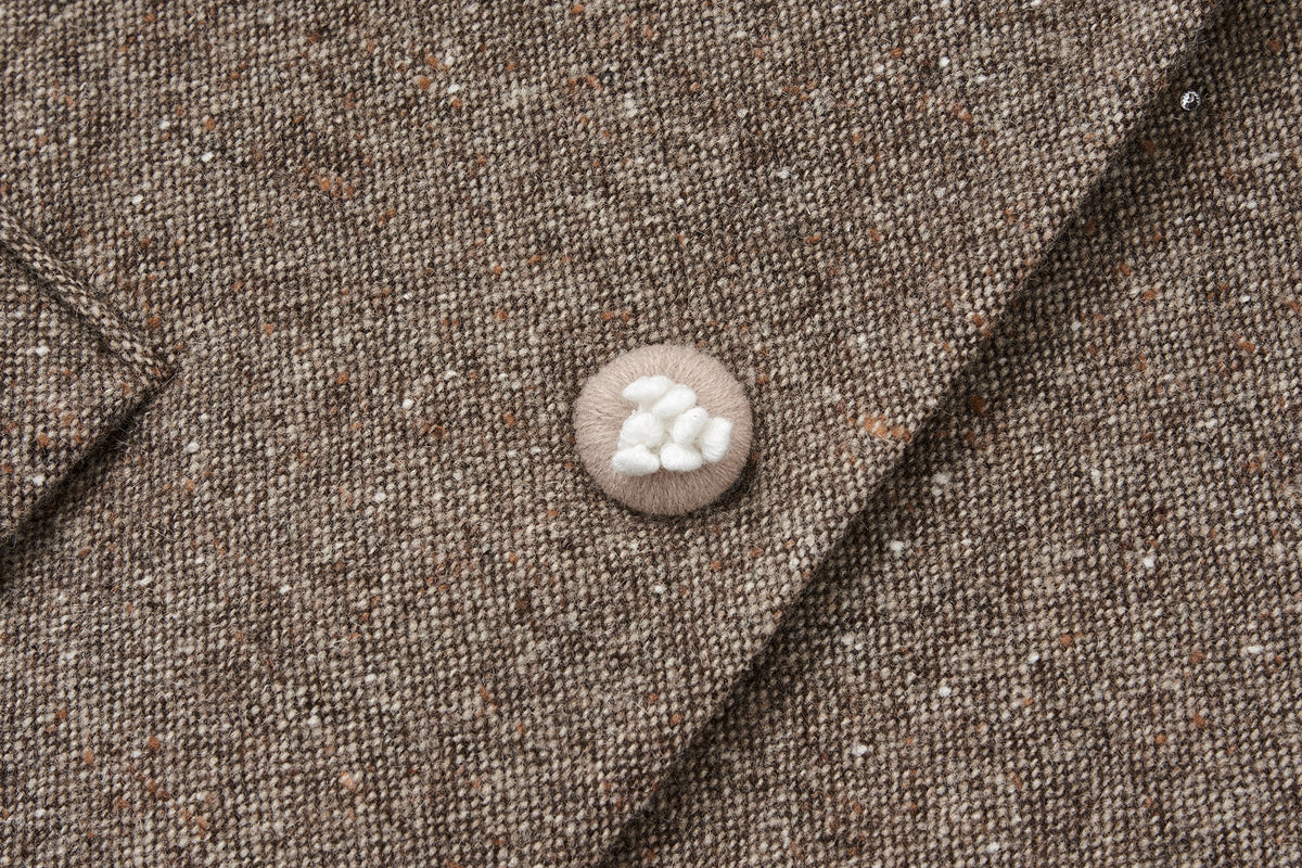 13DE MARZO Rhinestone Snowflake Embroidery Blazer Coat Brown - 13DE MARZO