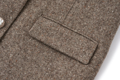 13DE MARZO Rhinestone Snowflake Embroidery Blazer Coat Brown - 13DE MARZO