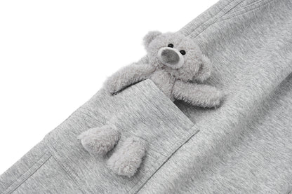 13DE MARZO Pocket Bear Wide-leg Sweatpants Grey - 13DE MARZO