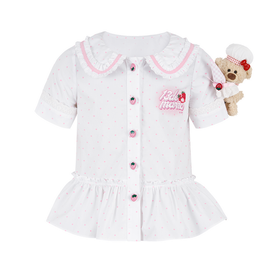 13DE MARZO BabyBear Strawberry Polka Shirt - 13DE MARZO