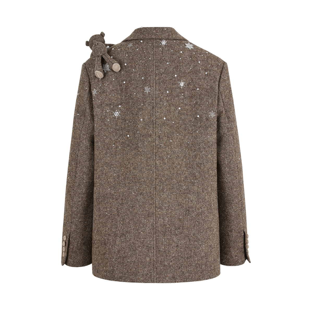 13DE MARZO Rhinestone Snowflake Embroidery Blazer Coat Brown - 13DE MARZO