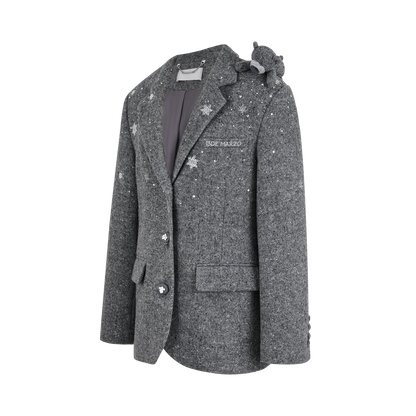 13DE MARZO Rhinestone Snowflake Embroidery Blazer Coat Grey - 13DE MARZO