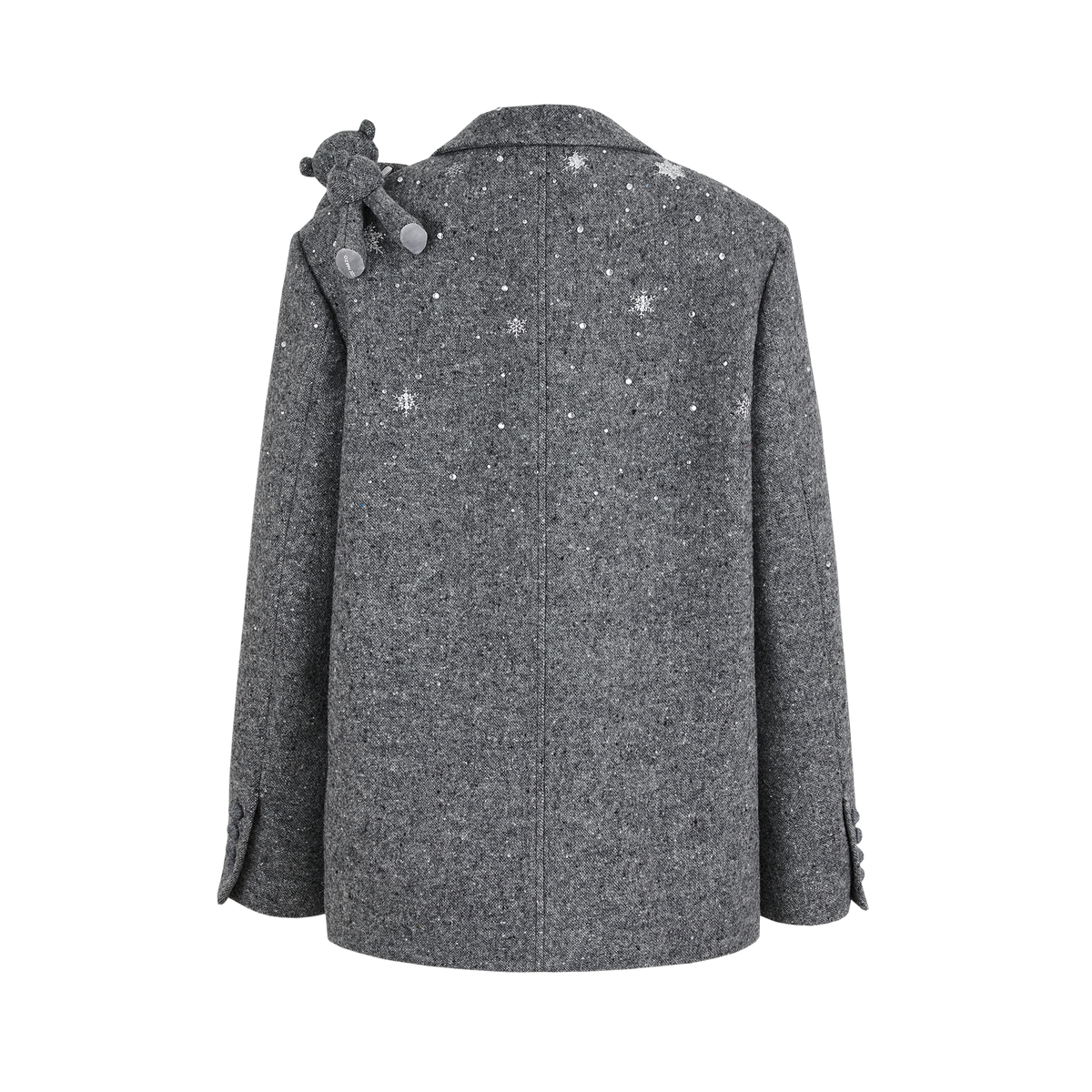 13DE MARZO Rhinestone Snowflake Embroidery Blazer Coat Grey - 13DE MARZO