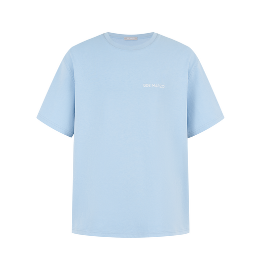13DE MARZO Shimmer Logo Print Bear T-shirt Blue - 13DE MARZO