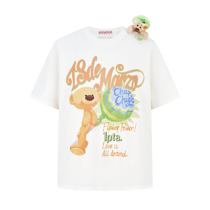 13DE MARZO Bear Graphic Lollipop Tee White - 13DE MARZO