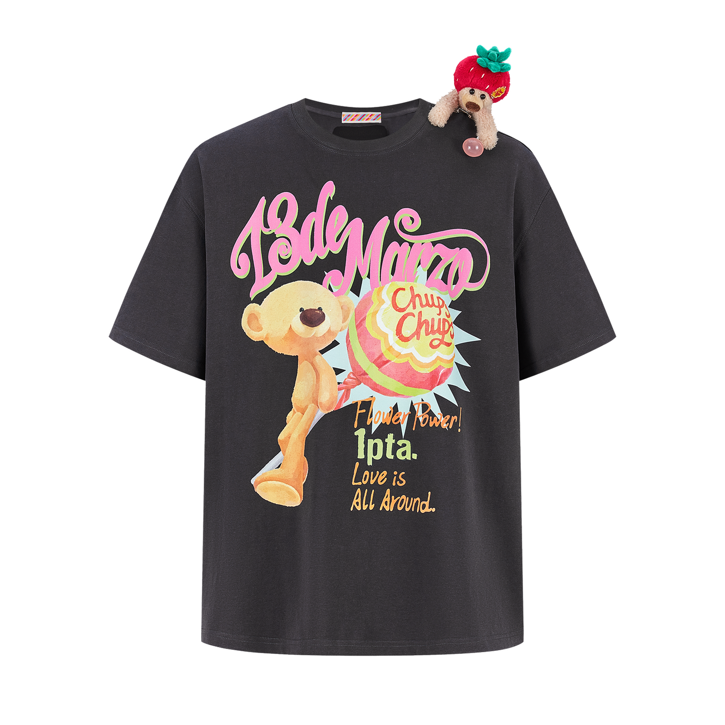 13DE MARZO Bear Graphic Lollipop Tee Dark Grey - 13DE MARZO