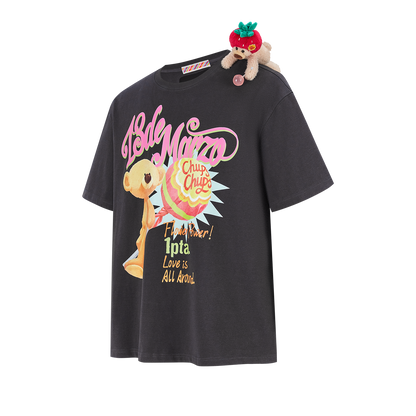 13DE MARZO Bear Graphic Lollipop Tee Dark Grey - 13DE MARZO