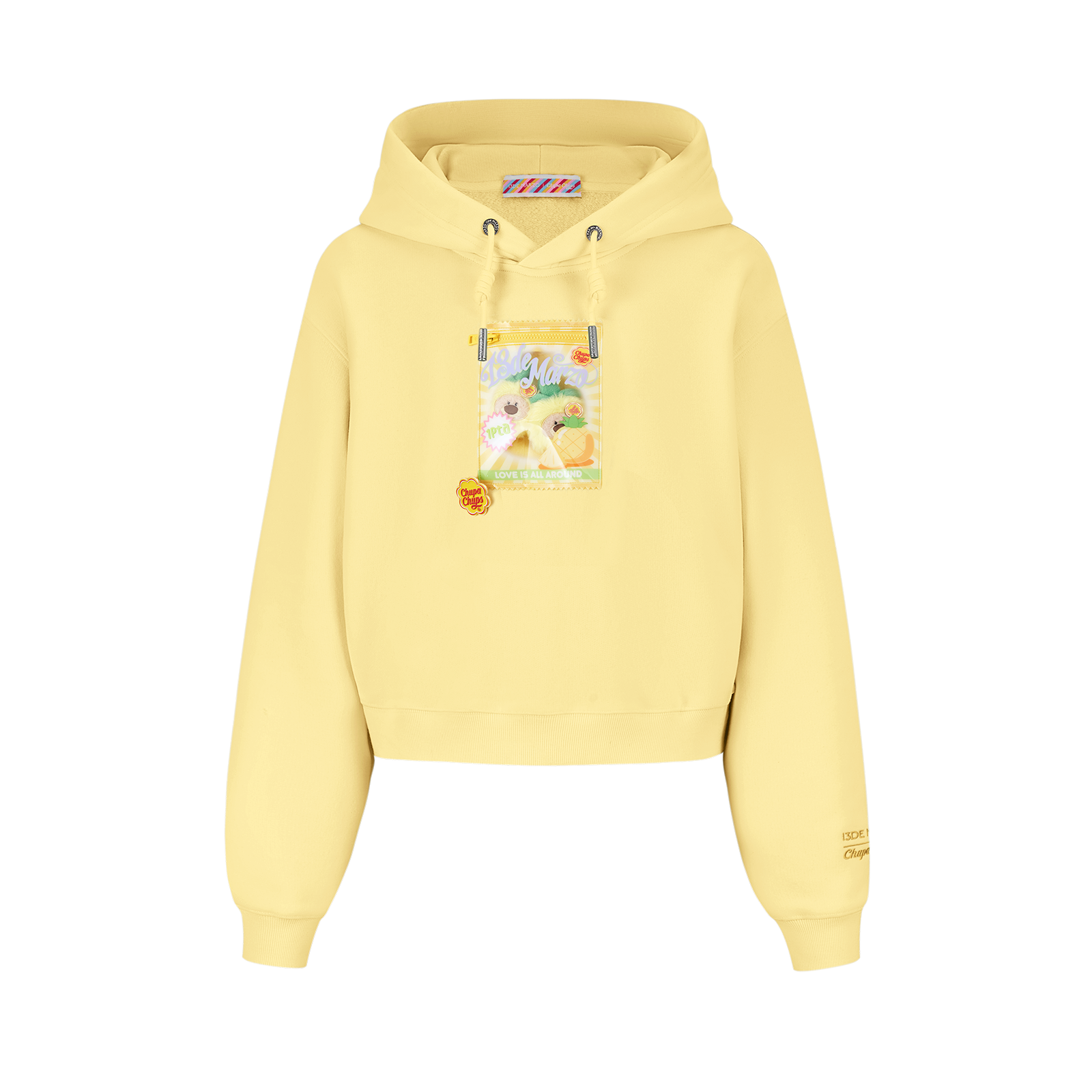 13DE MARZO Lollipop Wrapper Cropped Hoodie Yellow - 13DE MARZO