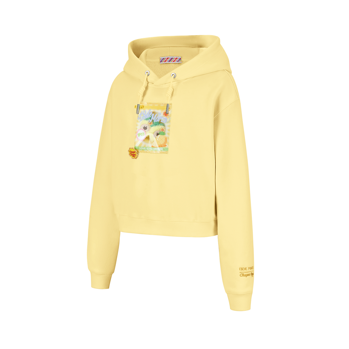 13DE MARZO Lollipop Wrapper Cropped Hoodie Yellow - 13DE MARZO