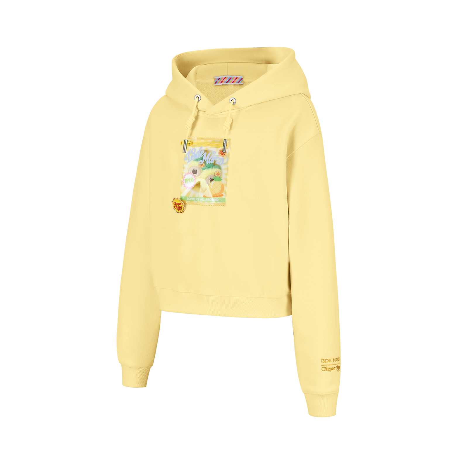 13DE MARZO Lollipop Wrapper Cropped Hoodie Yellow - 13DE MARZO