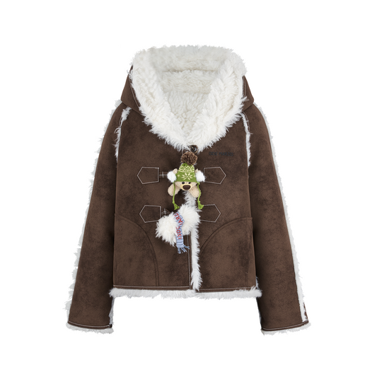 13DE MARZO Reversible Toggle Cropped Jacket Brown - 13DE MARZO