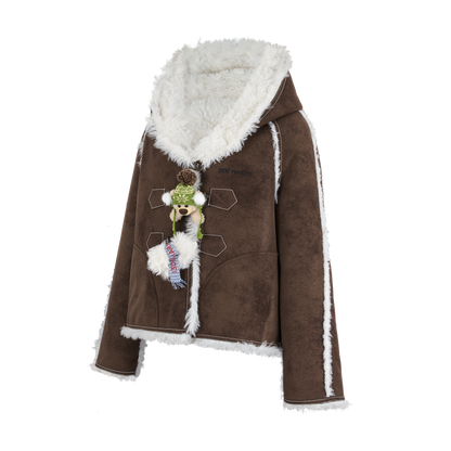 13DE MARZO Reversible Toggle Cropped Jacket Brown - 13DE MARZO