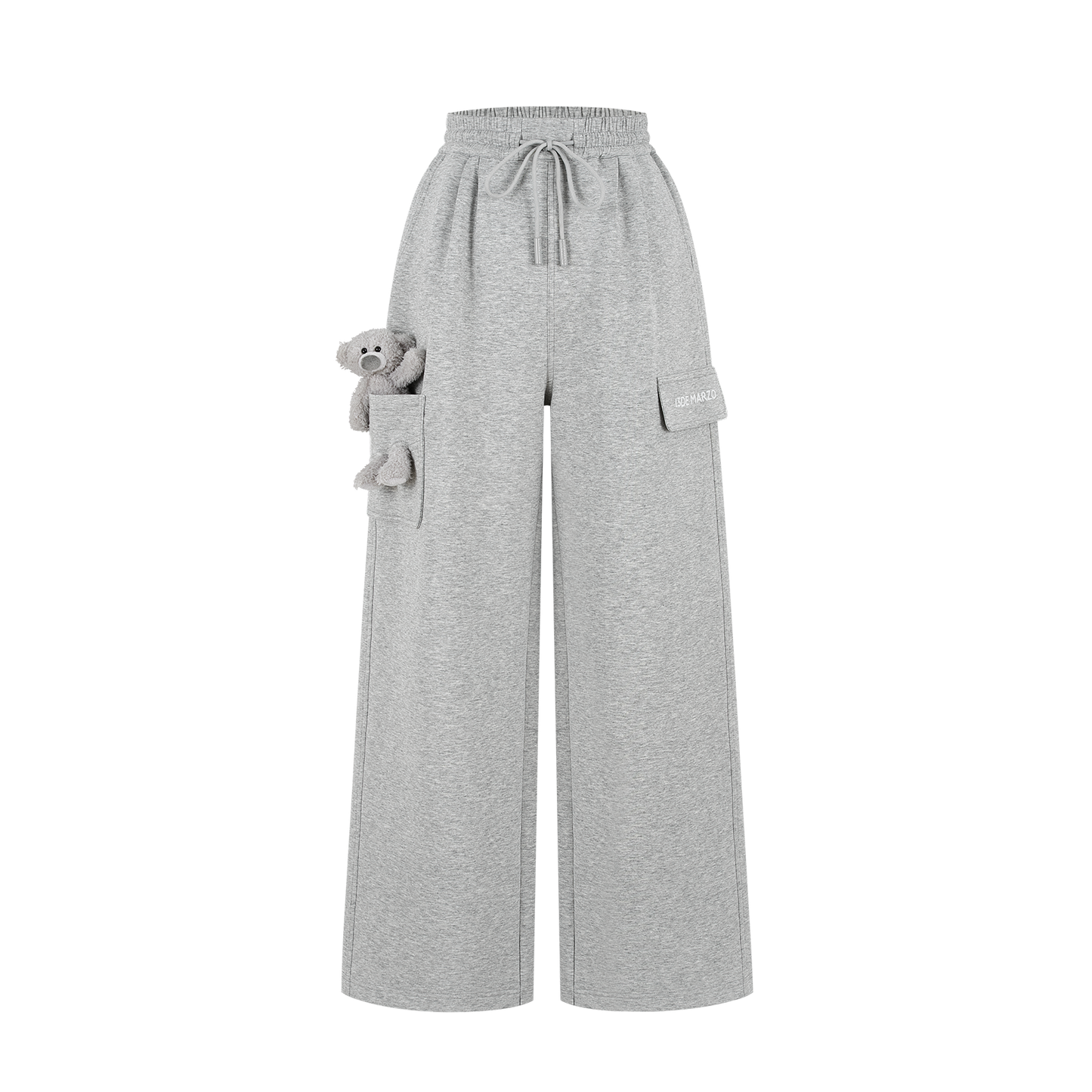 13DE MARZO Pocket Bear Wide-leg Sweatpants Grey - 13DE MARZO