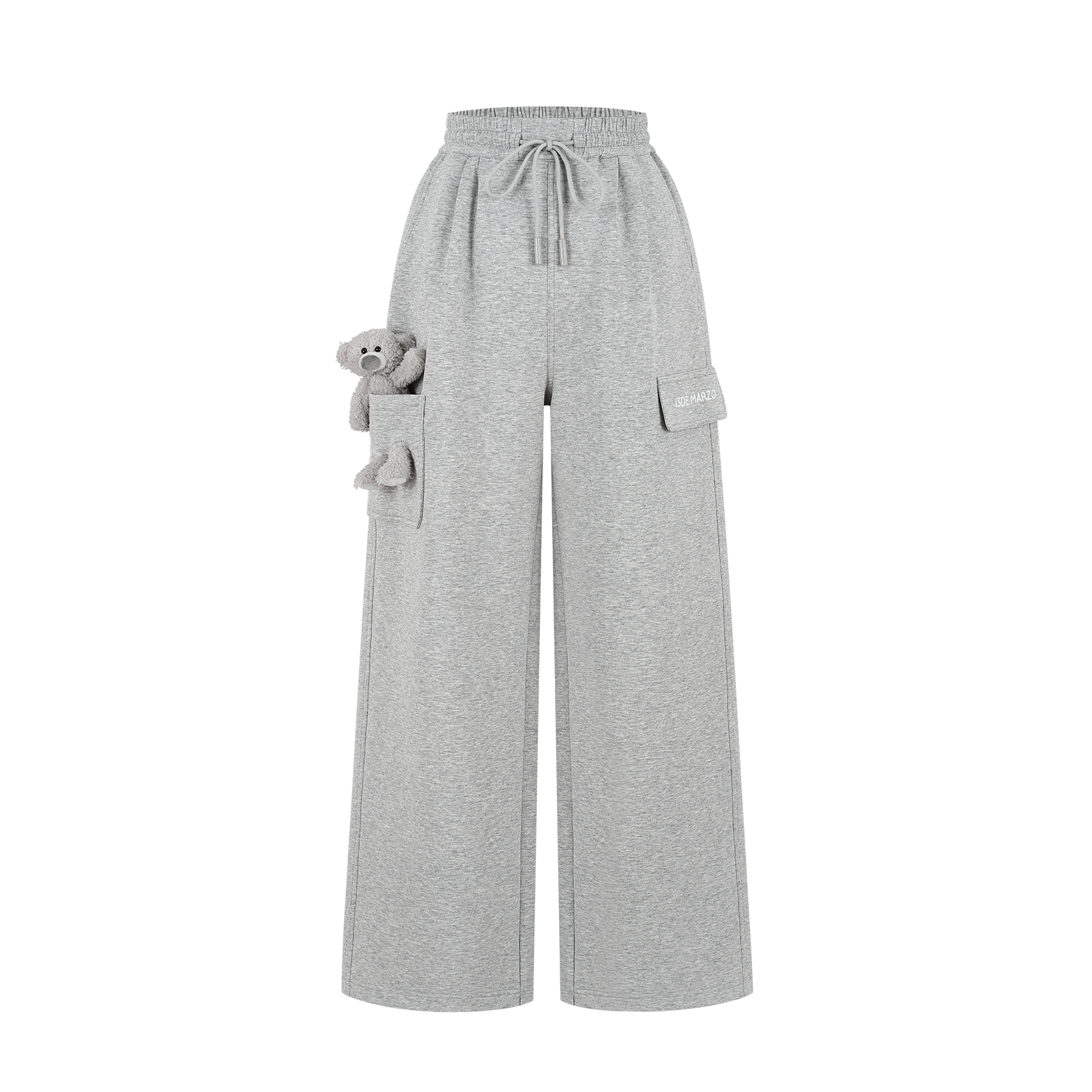 13DE MARZO Pocket Bear Wide-leg Sweatpants Grey - 13DE MARZO