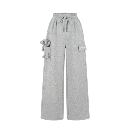 13DE MARZO Pocket Bear Wide-leg Sweatpants Grey - 13DE MARZO