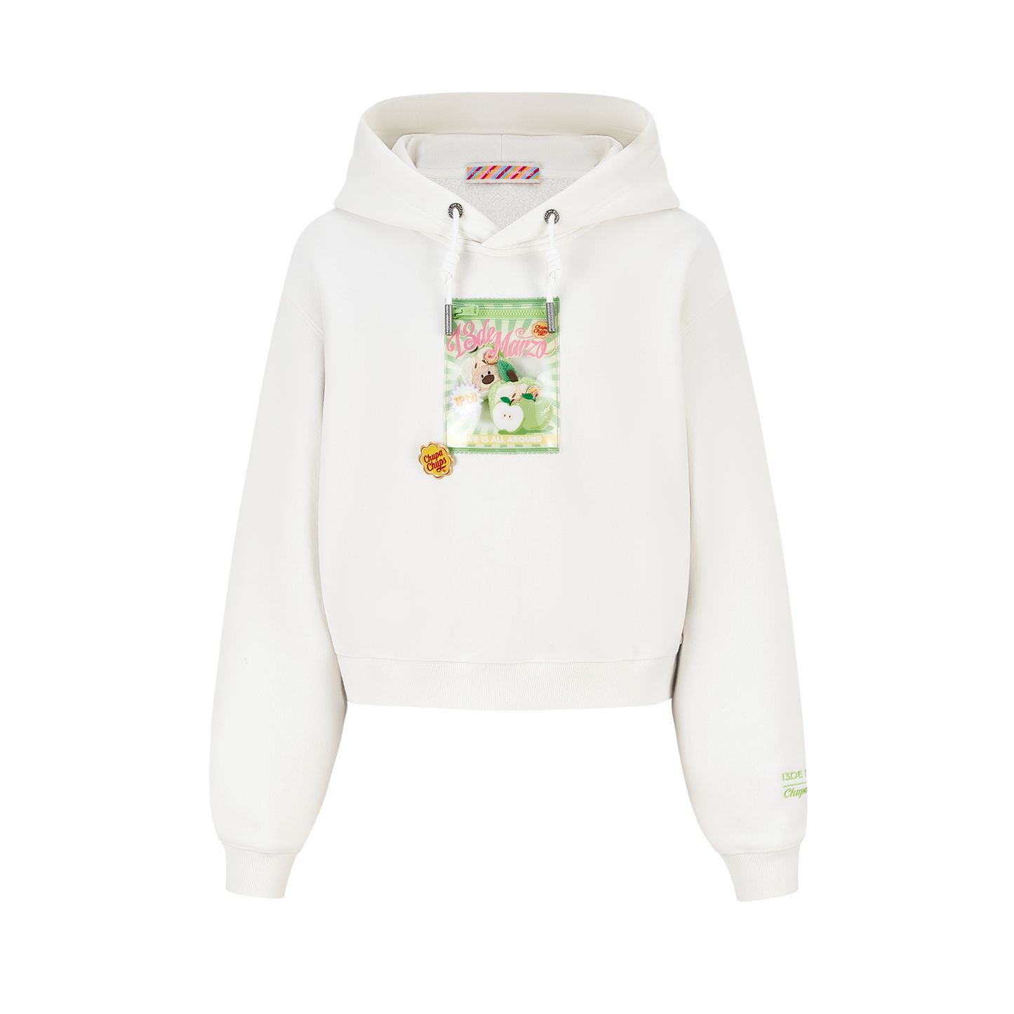 13DE MARZO Lollipop Wrapper Cropped Hoodie White - 13DE MARZO