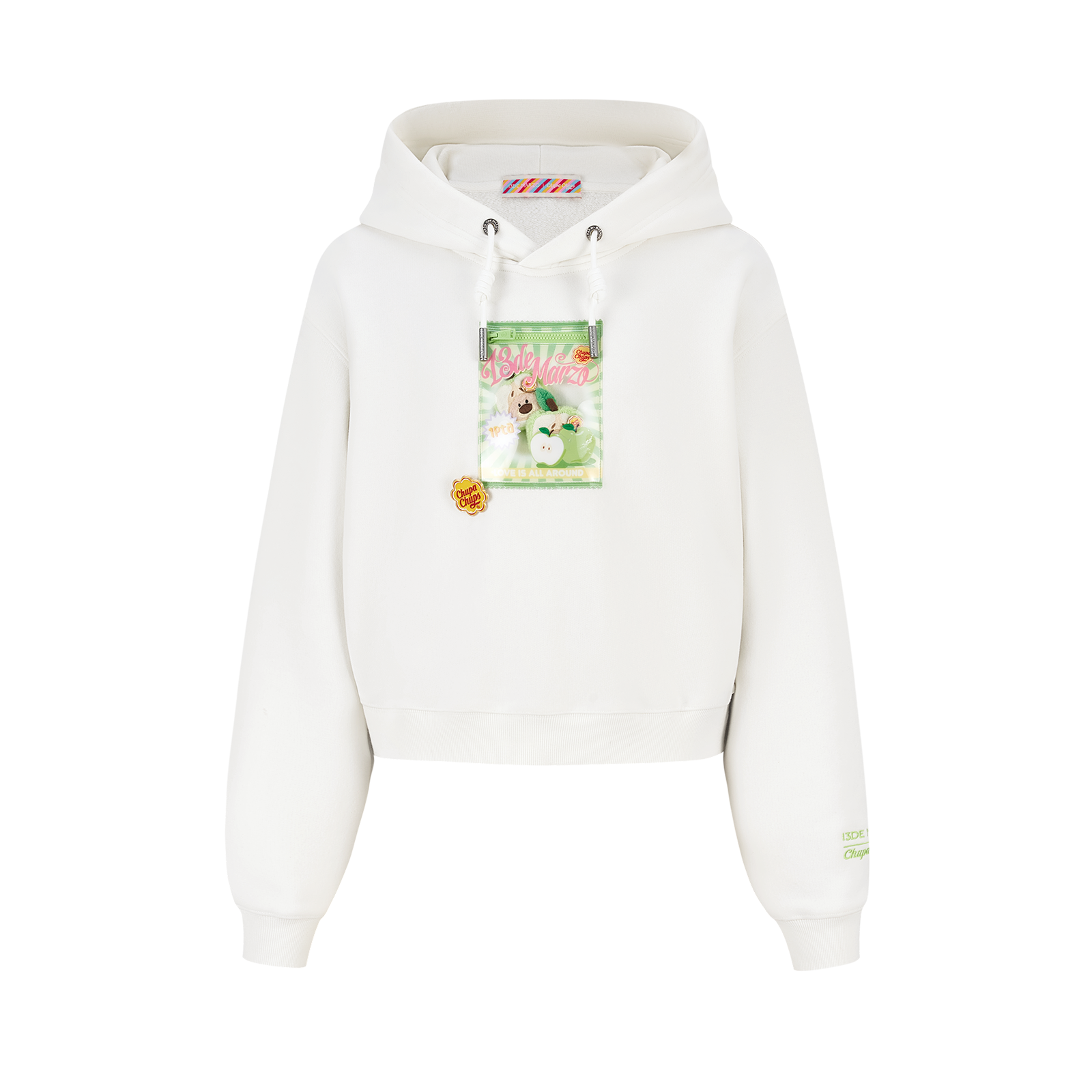 13DE MARZO Lollipop Wrapper Cropped Hoodie White - 13DE MARZO
