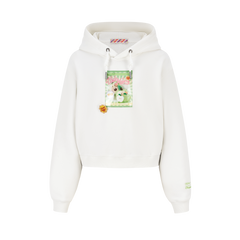 13DE MARZO Lollipop Wrapper Cropped Hoodie White