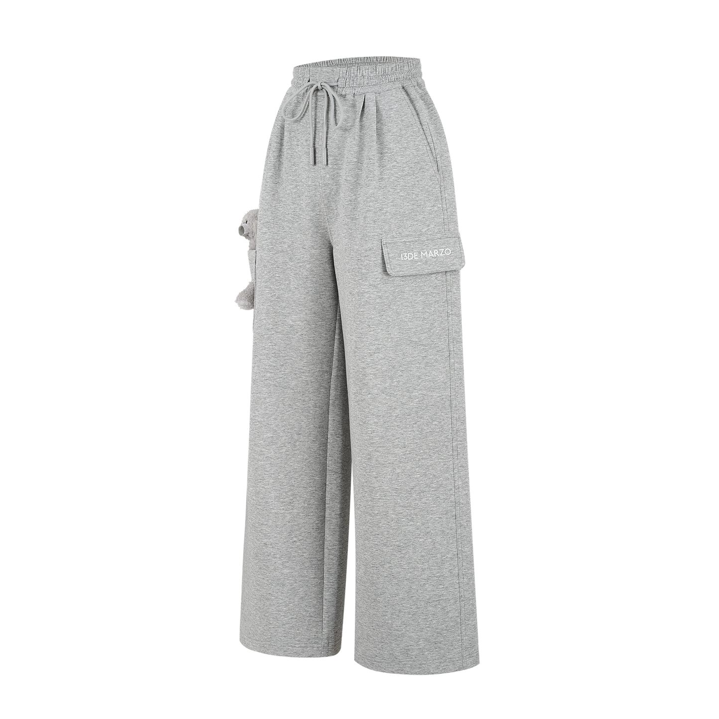 13DE MARZO Pocket Bear Wide-leg Sweatpants Grey - 13DE MARZO