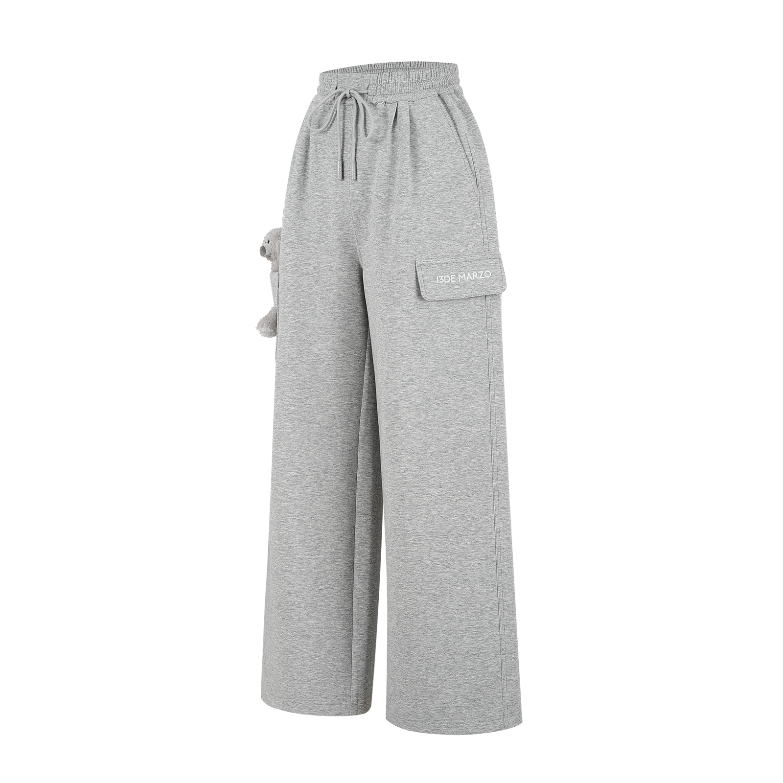 13DE MARZO Pocket Bear Wide-leg Sweatpants Grey - 13DE MARZO