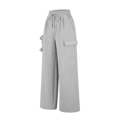 13DE MARZO Pocket Bear Wide-leg Sweatpants Grey - 13DE MARZO