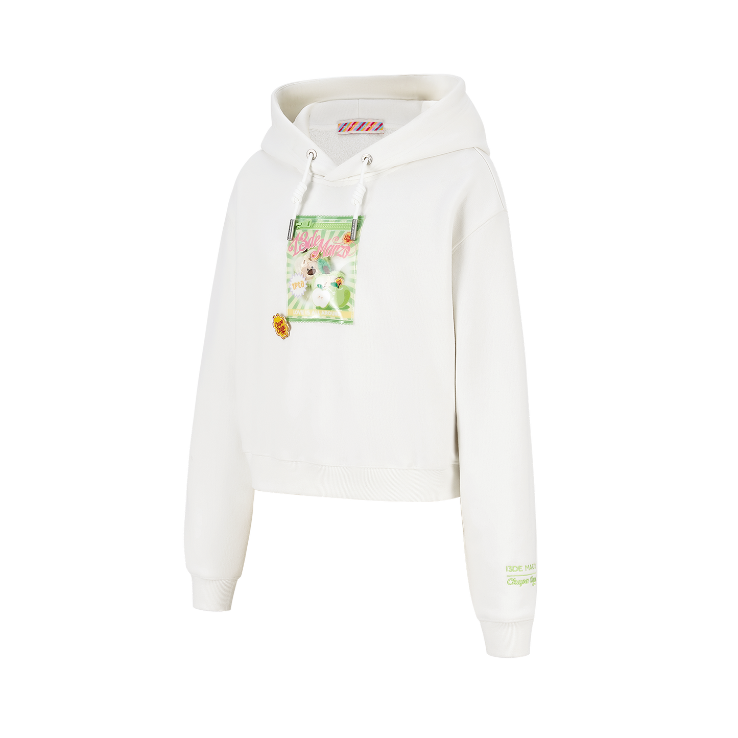 13DE MARZO Lollipop Wrapper Cropped Hoodie White - 13DE MARZO
