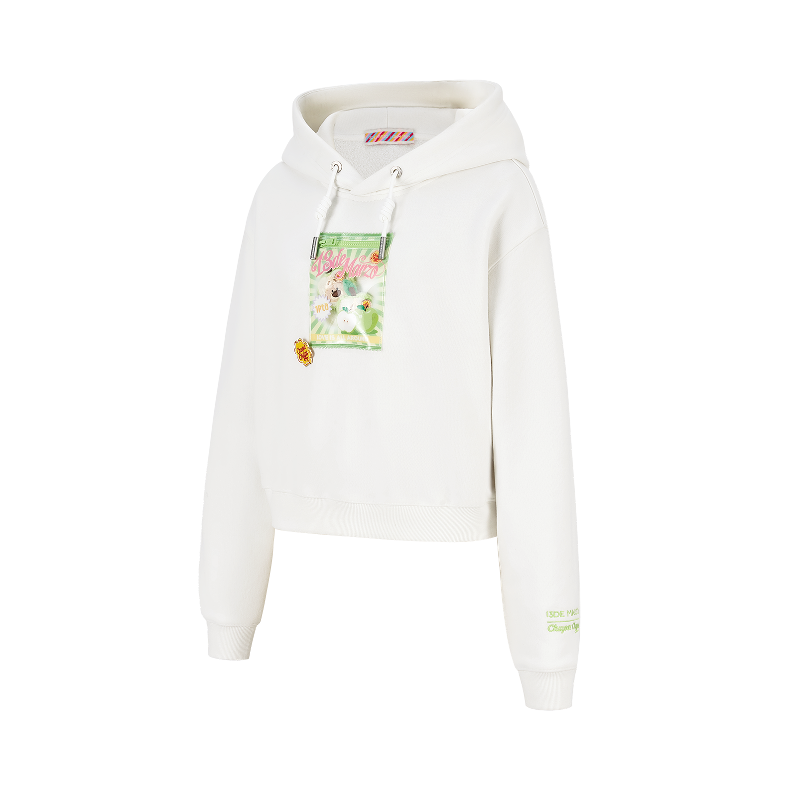13DE MARZO Lollipop Wrapper Cropped Hoodie White - 13DE MARZO