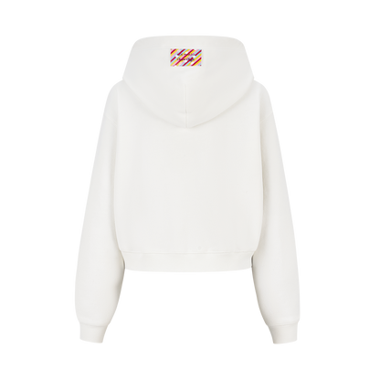 13DE MARZO Lollipop Wrapper Cropped Hoodie White - 13DE MARZO