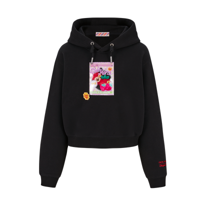13DE MARZO Lollipop Wrapper Cropped Hoodie Black - 13DE MARZO