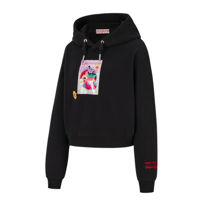 13DE MARZO Lollipop Wrapper Cropped Hoodie Black - 13DE MARZO