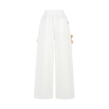13DE MARZO Pocket Bear Wide-leg Sweatpants White - 13DE MARZO