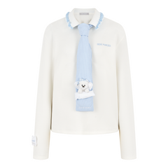 13DE MARZO Nighty Night Bear Long-Sleeve Polo White