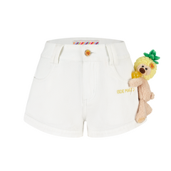 13DE MARZO Lollipop V-Waist Slim-Fit Shorts White
