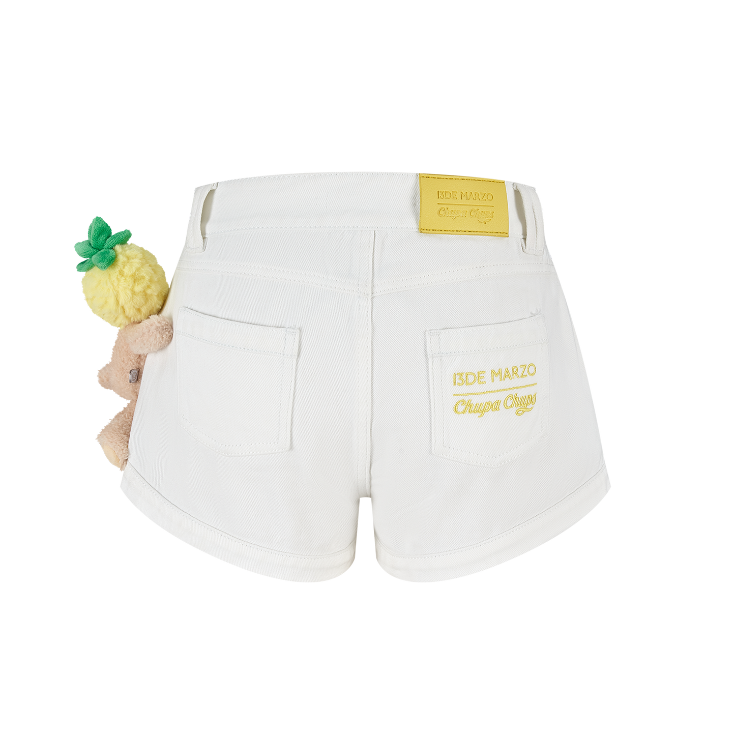 13DE MARZO Lollipop V-Waist Slim-Fit Shorts White - 13DE MARZO