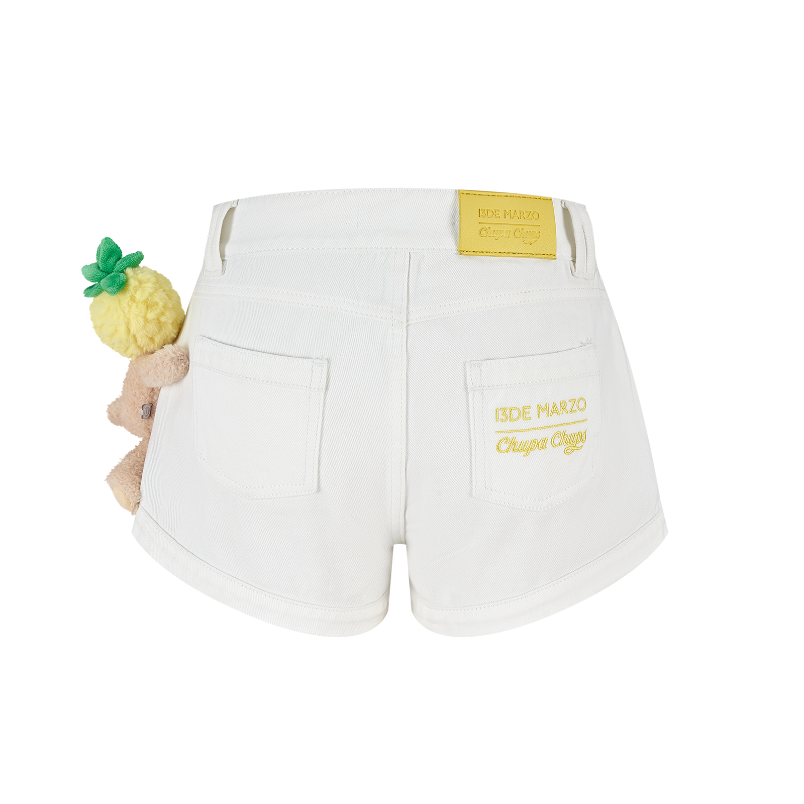 13DE MARZO Lollipop V-Waist Slim-Fit Shorts White - 13DE MARZO