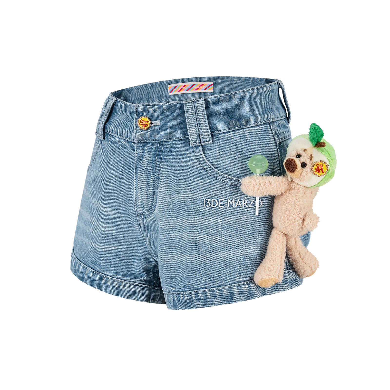 13DE MARZO Lollipop V-Waist Slim-Fit Shorts Blue - 13DE MARZO